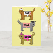 Get Well Soon Cartoon Honden in Kleding. Kaart (Gele Bloem)