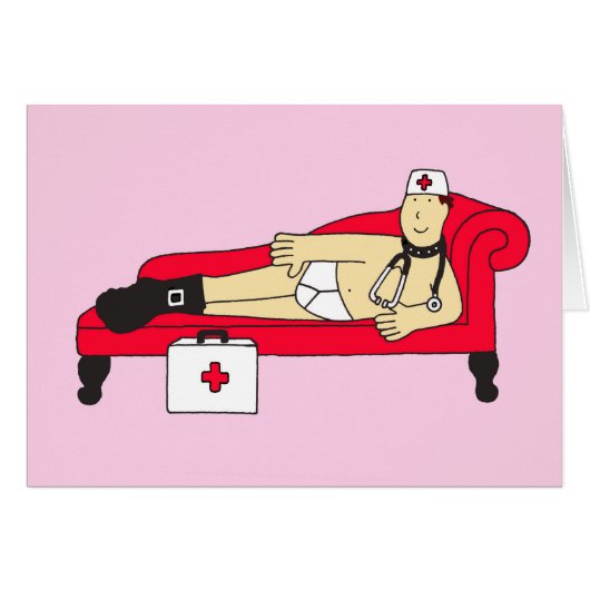 Get Well Soon Cartoon Male Nurse (Voorkant Horizontaal)