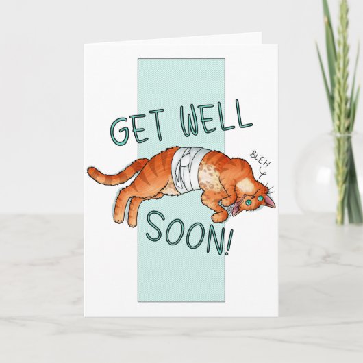 Get Well Soon Cat Card Kaart (Voorkant)