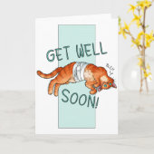 Get Well Soon Cat Card Kaart (Gele Bloem)