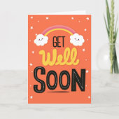 Get Well Soon Cute Clouds Typography Greeting Kaart (Voorkant)
