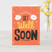Get Well Soon Cute Clouds Typography Greeting Kaart (Gele Bloem)