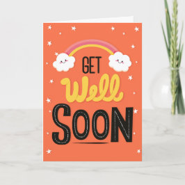 Get Well Soon Cute Clouds Typography Greeting Kaart