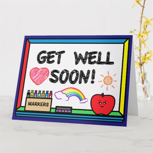 Get Well Soon Docent bij Apple en Markers Kaart (Gele Bloem)