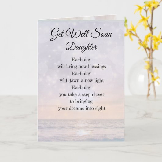Get Well Soon Dochterontwerp Kaart (Gele Bloem)