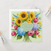 Get Well Soon Floral Bouquet Kaart (Voorkant / Achterkant in situ)