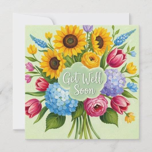 Get Well Soon Floral Bouquet Kaart (Voorkant)