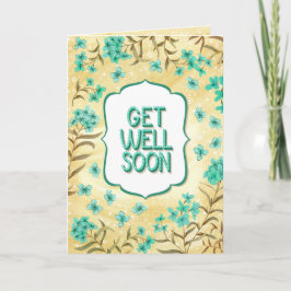 Get Well Soon Floral Yellow Teal Card Kaart