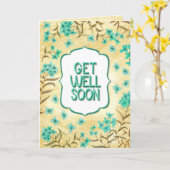 Get Well Soon Floral Yellow Teal Card Kaart (Gele Bloem)