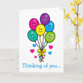 Get Well Soon: Glimlachende ballonnen en liefde Kaart (Gele Bloem)