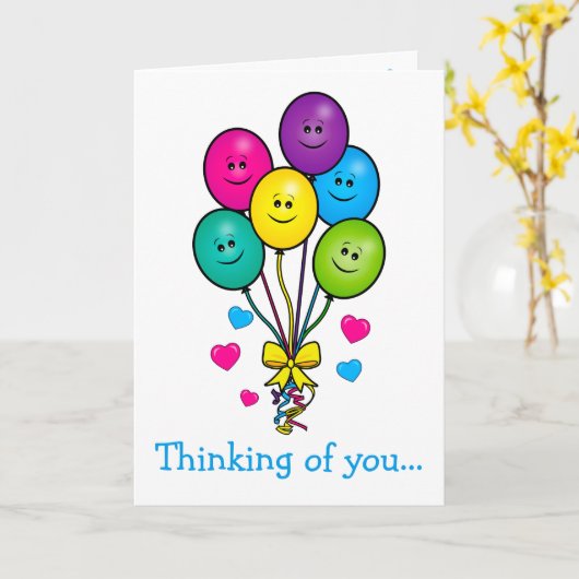 Get Well Soon: Glimlachende ballonnen en liefde Kaart (Gele Bloem)