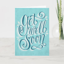 Get Well Soon Green Vintage Style Typography Card