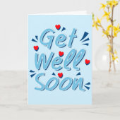 Get Well Soon Greeting Card - Ligh Blue Typography Kaart (Gele Bloem)