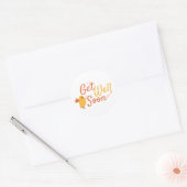 Get Well Soon Groet met Schattigee Vogel en Bloeme Ronde Sticker (Envelop)