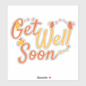 Get Well Soon Groet met Schattigee Vogels en Bloem Sticker (Vel)
