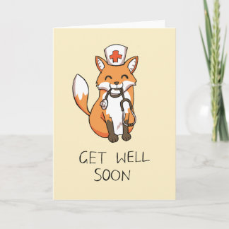 Get Well Soon Kaart met Fox Nurse