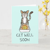 Get Well Soon Kaart met Pizza Cat (Gele Bloem)