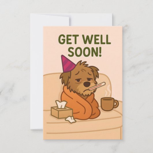 Get Well Soon Kaart - Scruffy Dog (Voorkant)