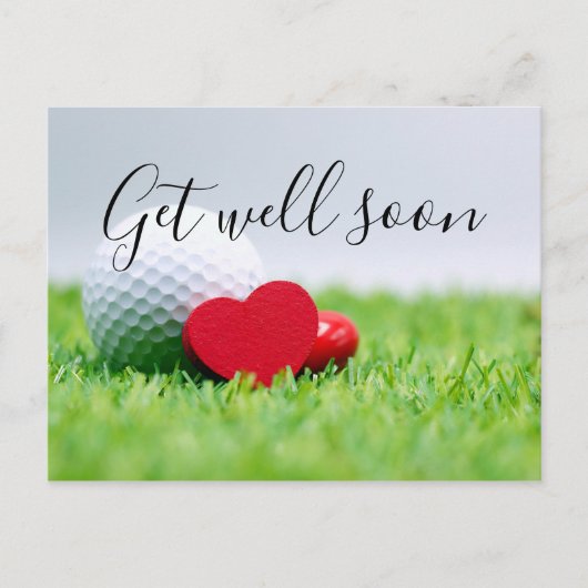 Get Well Soon kaart voor golfer met golfbal en lie (Voorkant)