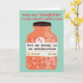 Get Well Soon Laughter vs Antibiotics CUSTOM Kaart (Gele Bloem)
