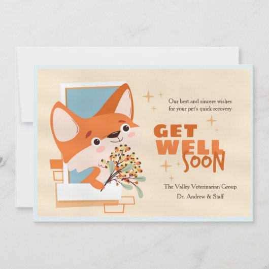 Get Well Soon Little Fox Card Kaart (Voorkant)