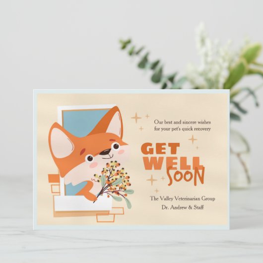 Get Well Soon Little Fox Card Kaart (Staand voorkant)