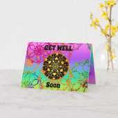 Get Well Soon Mandala in regenboogkleuren Kaart (Gele Bloem)