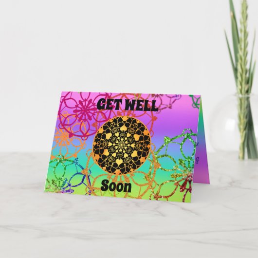 Get Well Soon Mandala in regenboogkleuren Kaart (Voorkant)