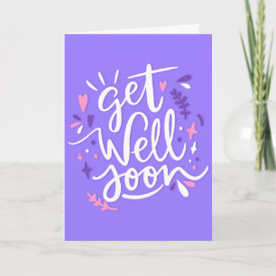 Get Well Soon Moderne Paarse en witte typografie Kaart