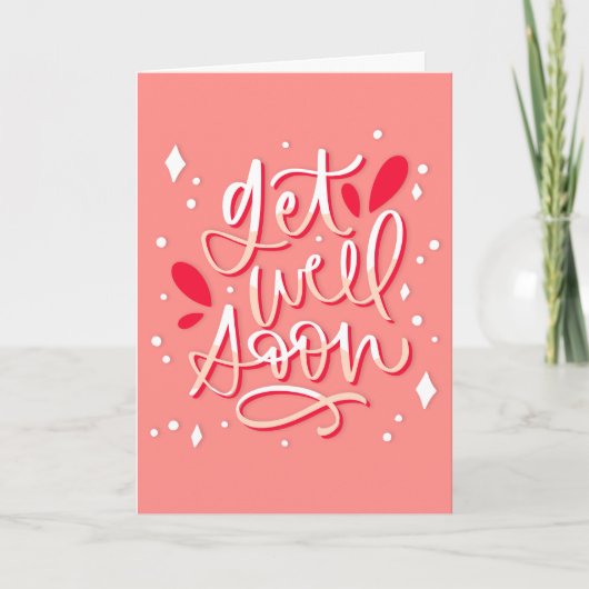 Get Well Soon Moderne Peach en witte typografie Kaart (Voorkant)