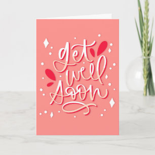 Get Well Soon Moderne Peach en witte typografie Kaart