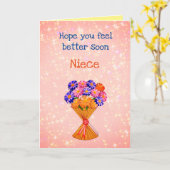  Get Well Soon Nichtje Groet Kaart (Gele Bloem)