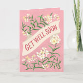 Get Well Soon Pink Soft Pastel Floral Banner Kaart (Voorkant)