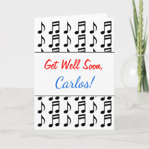 "Get Well Soon" + Raster van muzieknoten Kaart