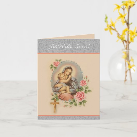 Get Well Soon Religious Prayer Virgin Mary Card Kaart (Gele Bloem)