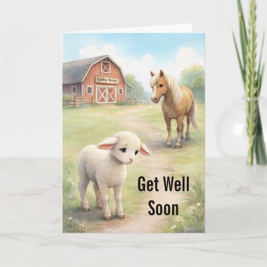 Get Well Soon sad Baby lamb Feestdagen Kaart (Voorkant)
