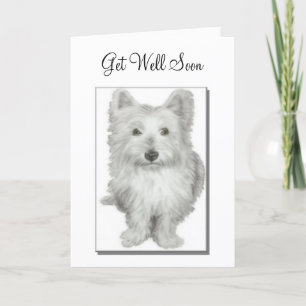 'Get Well Soon' schattige Westie hondenkaart Kaart