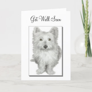 'Get Well Soon' schattige Westie hondenkaart Kaart