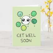 Get Well Soon Schattigee Virus en cel Tekenen Kaar Kaart (Gele Bloem)