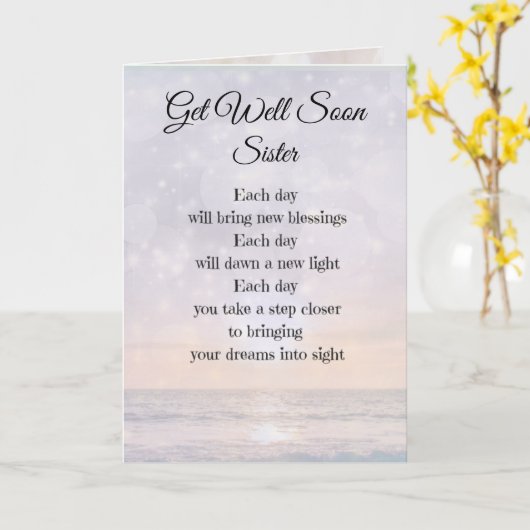 Get Well Soon Sister ontwerp Kaart (Gele Bloem)