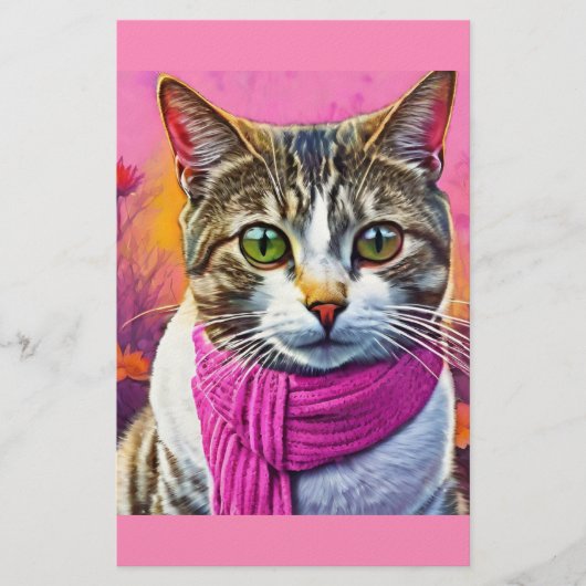 Get Well Soon – Spring Flu Recovery | Cozy Cat Briefpapier (Voorkant)