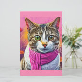 Get Well Soon – Spring Flu Recovery | Cozy Cat Briefpapier (Staand voorkant)