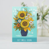 Get Well Soon Sunflower Vase Greeting Card (Staand voorkant)