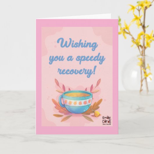 Get Well Soon - Tea Cup Kaart (Gele Bloem)