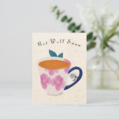 Get Well Soon Teacup Briefkaart (Staand voorkant)