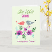 Get Well Soon voor tante bloemen en vogels Kaart (Gele Bloem)