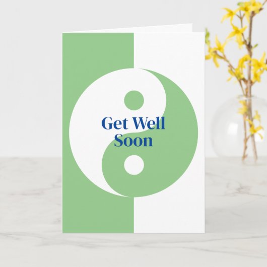 Get Well Soon wenskaart met gekleurde Yin Yang Kaart (Gele Bloem)