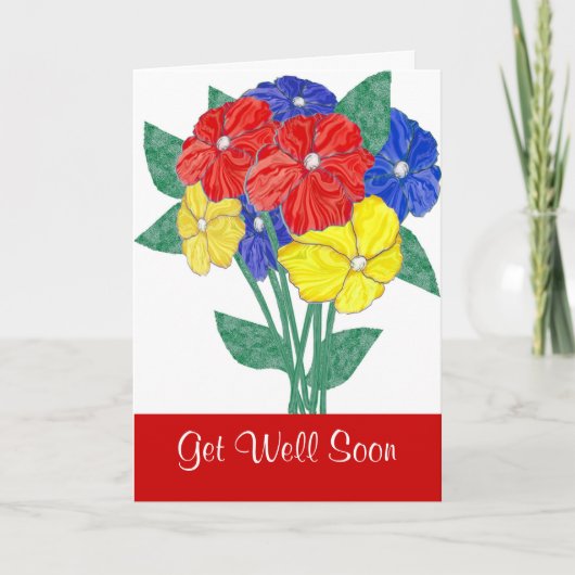 Get Well Soon wenst Bloemen Kaart (Voorkant)
