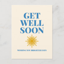 Get Well Soon Wishing You Brighter Days Postcard