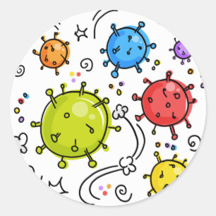 Get Well Stay Well Virus Ronde Sticker